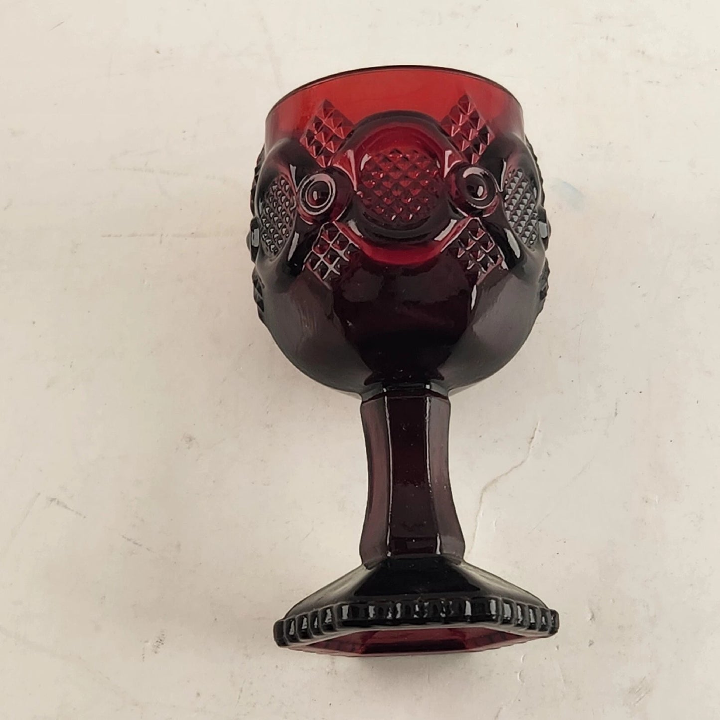 Avon Cape Cod Ruby Red Glass Tea Light Candle Holder Boxed