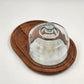 Teakwood Cheese Board Tray Marble Slab & Glass Dome Dolphin
