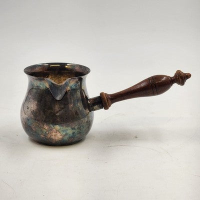Silver Plate Brandy Warmer with Wood Handle by Curio Cabinet Co Vintage Barware