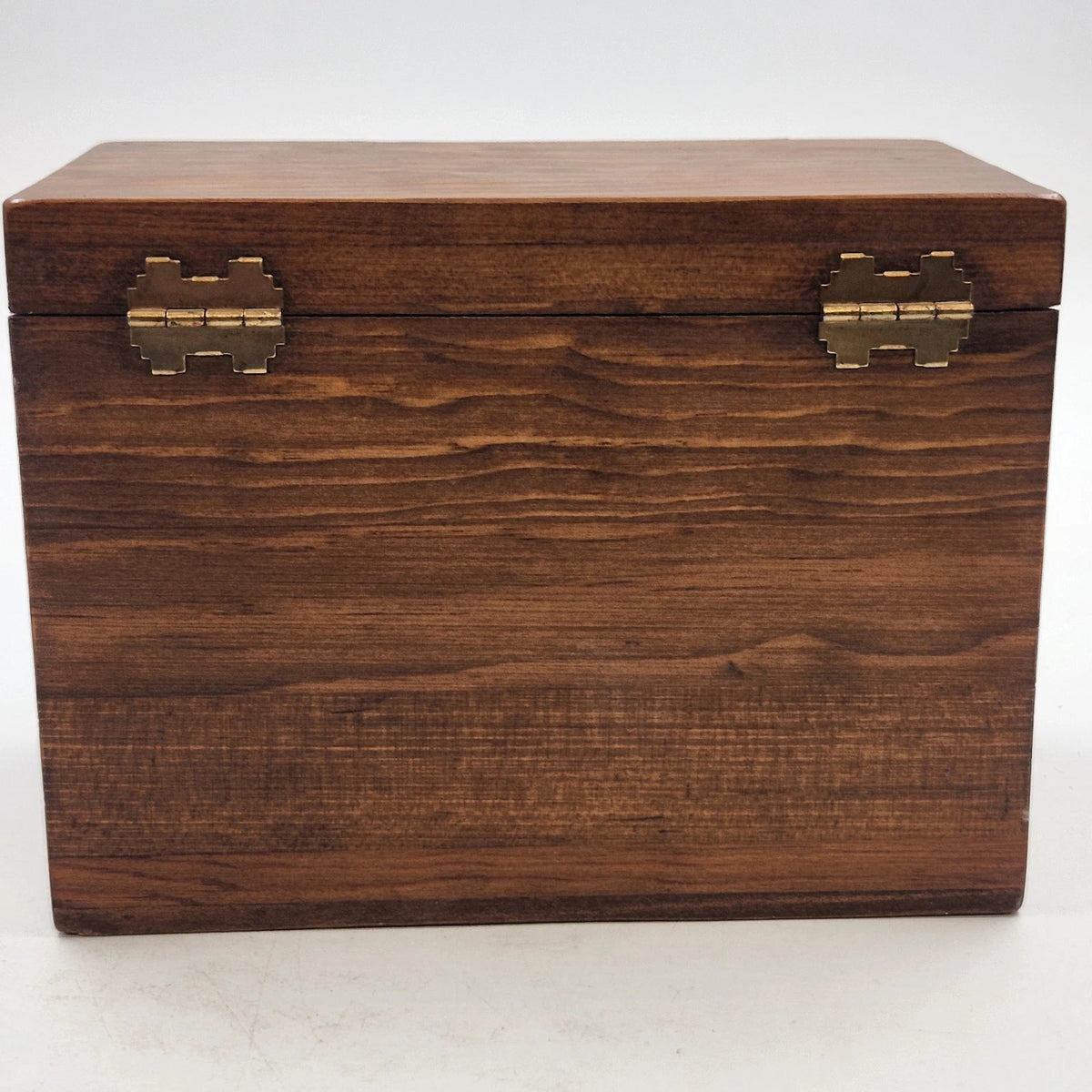Wooden Recipe Box Floral Hinged Lid Recipe Card Holder Country Decor 7" x 4" x5"
