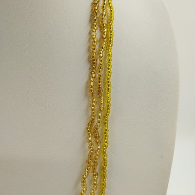 Lot of 3 Yellow Gold Tone Glass and Acrylic Beaded Necklaces Small Round 17"