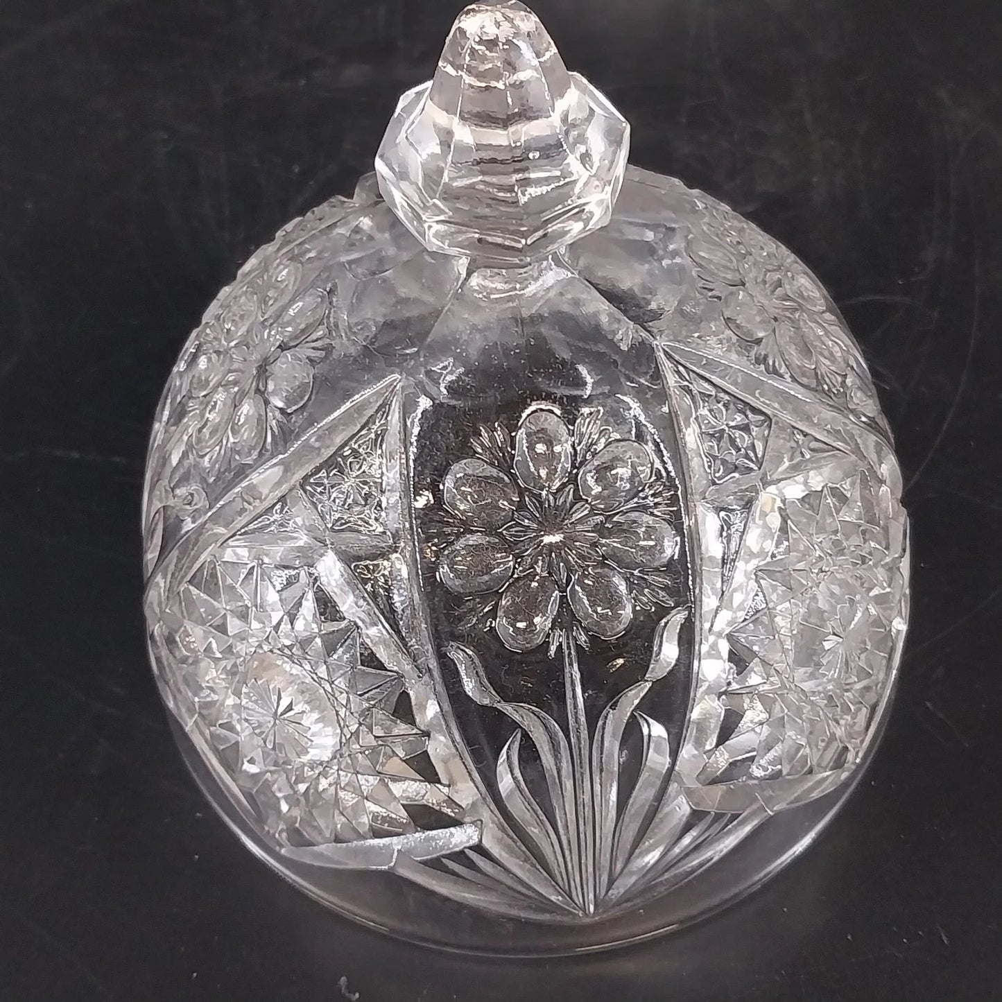 Imperial Glass Hobstar Covered Butter Dish Cheese Dome Clear Glass Sawtooth Vtg
