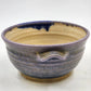 Handmade Pottery Bowl Art Studio Blue Purple Outer Yellow Inner Handled Signed