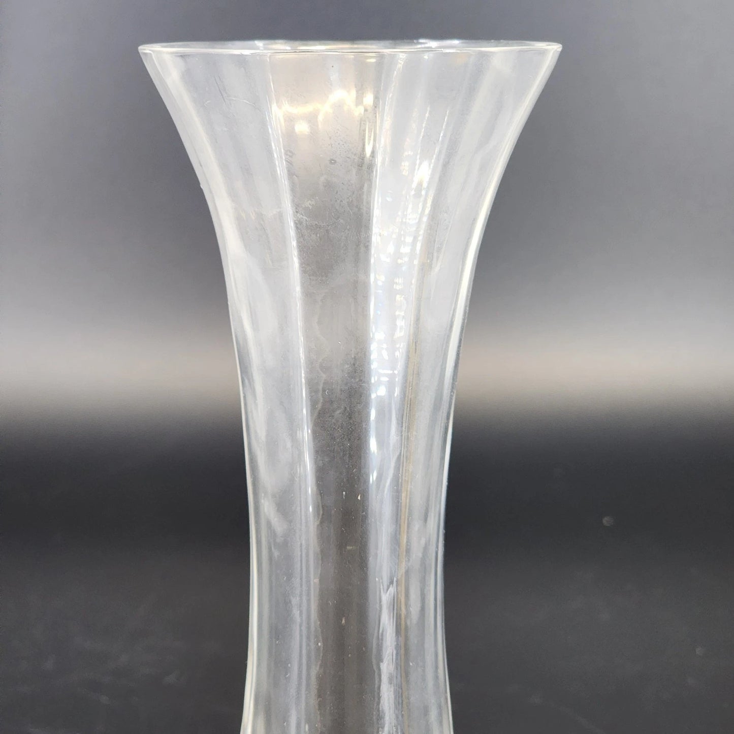 Vintage Lenox Optika Full Lead Crystal Bud Vase Clear Swirl 7 Inch