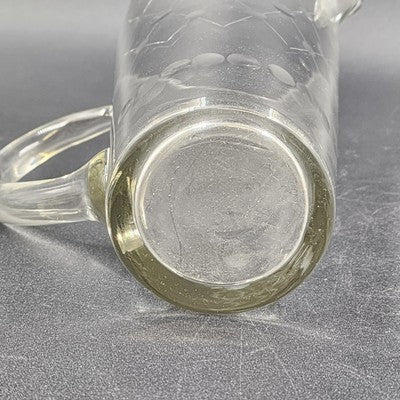 Etched Clear Glass Martini Pitcher 1 Qt w/ Stirrer Fused Handle 8"