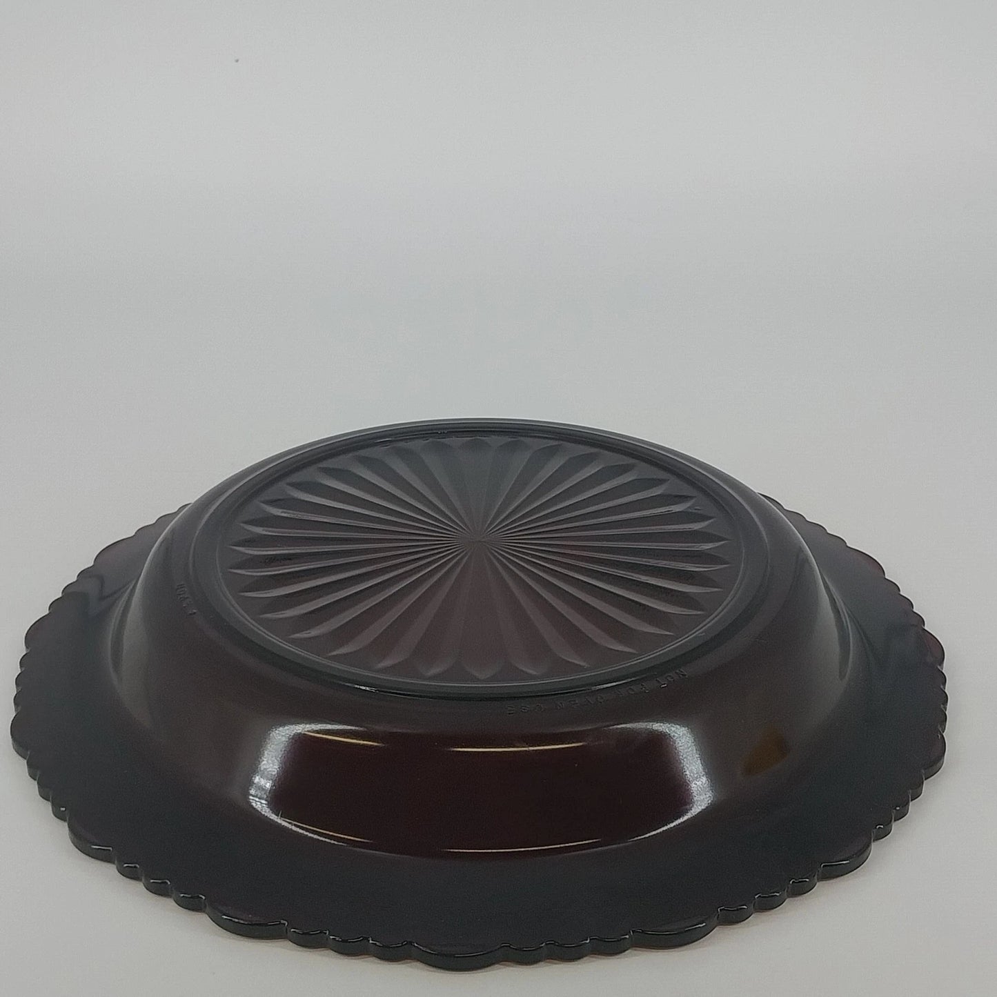 Avon Cape Cod Ruby Red Glass Pie Plate Scalloped Serving Dish 10.75" Rosette Vtg