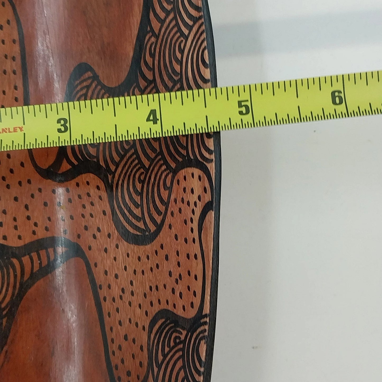 South African Hand Carved Hand Painted Wood Oval Decorative Bowl Abstract 12.5"