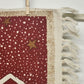 Wall Hanging Area Rug Christmas Pattern Fabric Panel Fringed Heavy Cloth 36"x20"