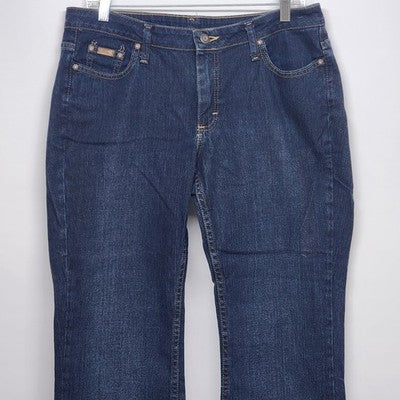 Riders Women's Dark Blue Denim Jeans Pants Size 14P High-Rise Straight Legged