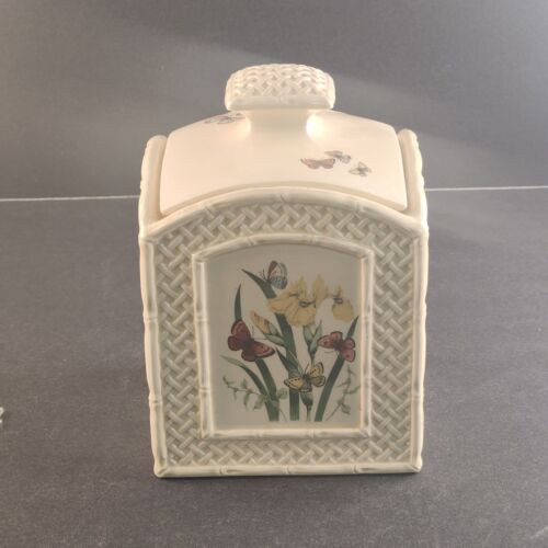 Enesco Butterfly Garden Trellis Small Canister/Storage Container Vintage Japan