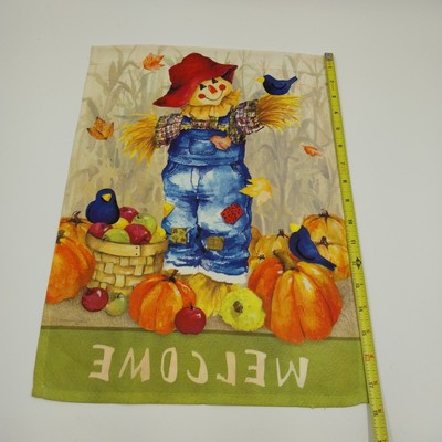 Set of 4 Fall Halloween Mini Garden Flags Pumpkins Welcome Decor