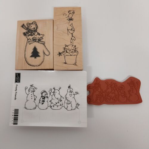 Lot of 4 Snowmen & Animal Rubber Stamps - Hero Arts Great Impressions Stampin!