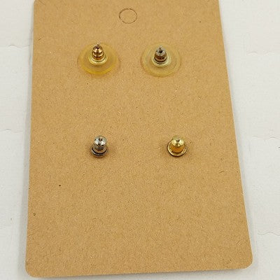 Set of 2 Stud Earrings Gold & Silver Tone Floral Shell Red Triangle Vtg
