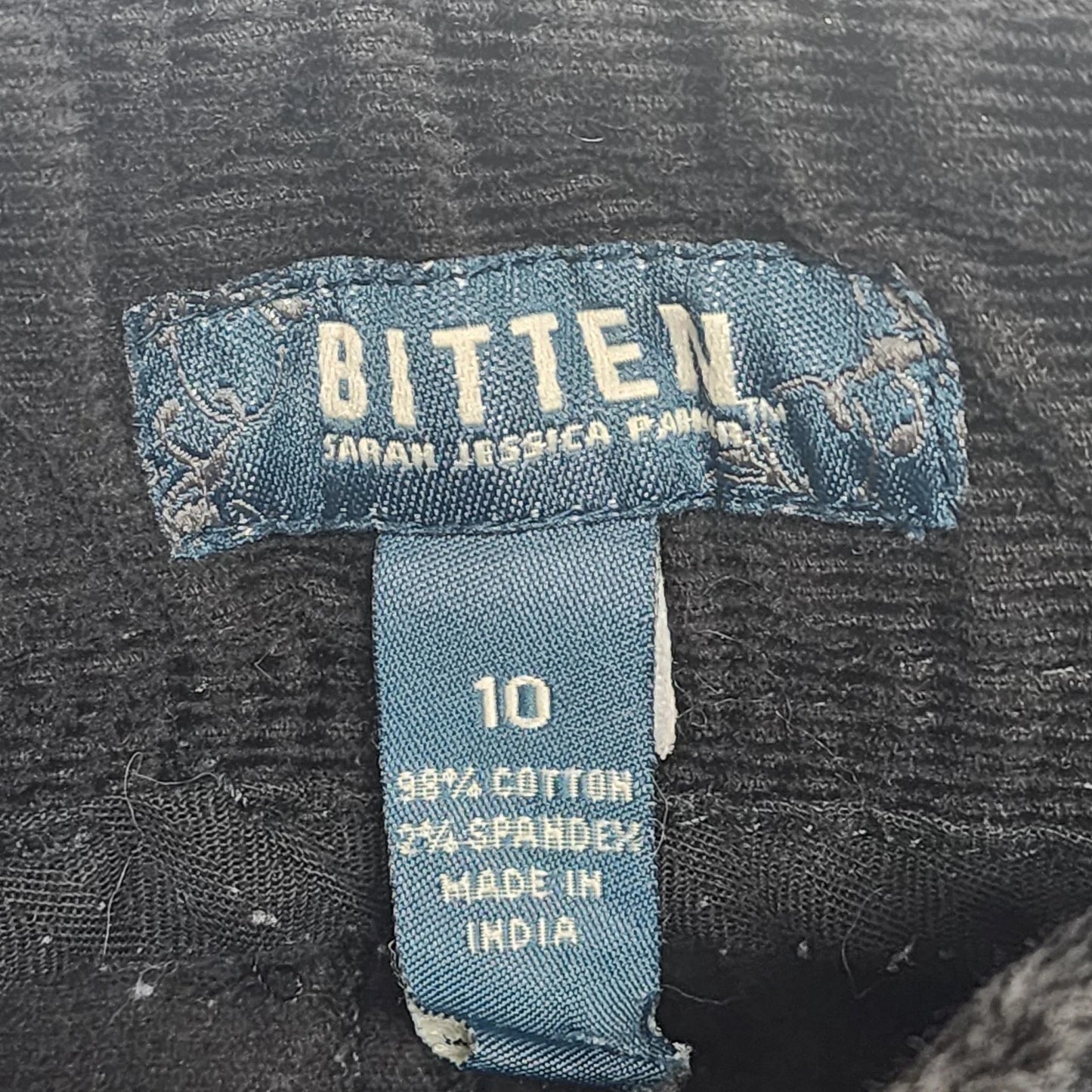 Bitten Black Corduroy Jeans Sarah Jessica Parker Size 10 Straight Leg SJP Suede