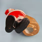 Ceramic Santa Figurine Football Bag Hand Painted 9.75 Inch