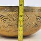 Chinese Solid Brass Engraved Bowl Dragon Phoenix Design 10"x4" MCM Vintage