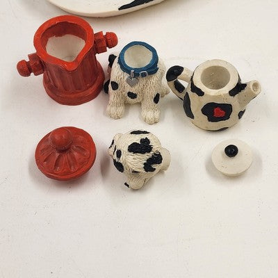 Dalmatian Dog Mini Tea Set Fire Station Theme w/ Box Vtg 1995