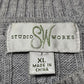 Studio Works Sweater Knit Grey Women's Cotton Long Sleeve Crew Neck Sz XL China