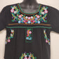 YZXDORWJ Embroidered Boho Shirt Black Crinkle Cotton Blend Short Sleeve Size XXL