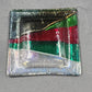 Gaya Studio Art Glass Square Dish Plate Red Green Clear Fused Modern Mid Century