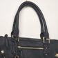 Massini Black Faux Leather Tote Handbag 16in Gold Tone Zipper