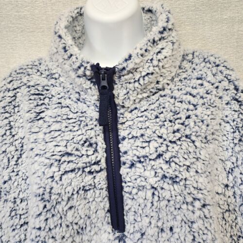 Serra Lady Sherpa Quarter Zip Pullover Coat NWT Large Muffler Pocket Blue Frost