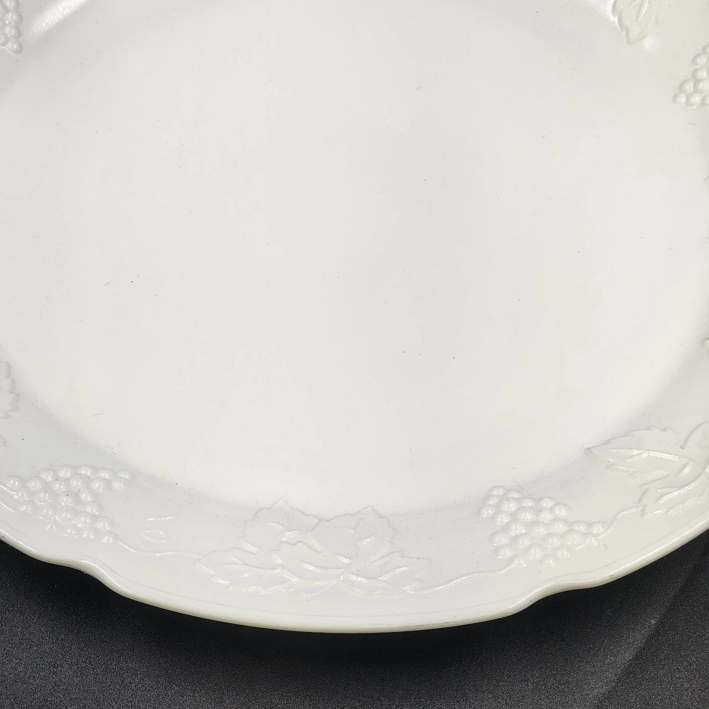 Indiana Milk Glass Platter 14" Round Harvest Grape Scalloped Torte Plate Vintage