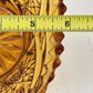 LE Smith Amber Glass Candy Nut Dish 6" Starburst Pattern Sawtooth Rim