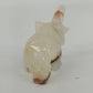 Hand Carved Marble Onyx Elephant Figurine White Brown Stone Sculpture 2.25"