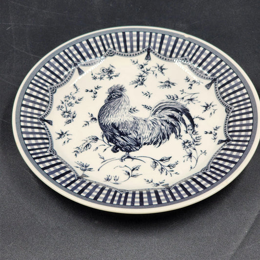 Queen’s Churchill Rooster Dinner Plate Black 10.5" Toile Floral Gingham Colombia