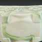 Akro Agate Slag Glass Planter Green White Marble Daffodil Floral Dish 1940's Vtg