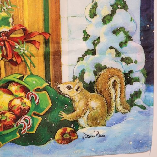 Winter Cottage House Flag Briarwood Lane by Donna Race 28" x 40" Vintage