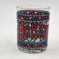 4 Houze Happy Holidays Old Fashioned Stained Glass 3.25"d x 4"h MCM Barware