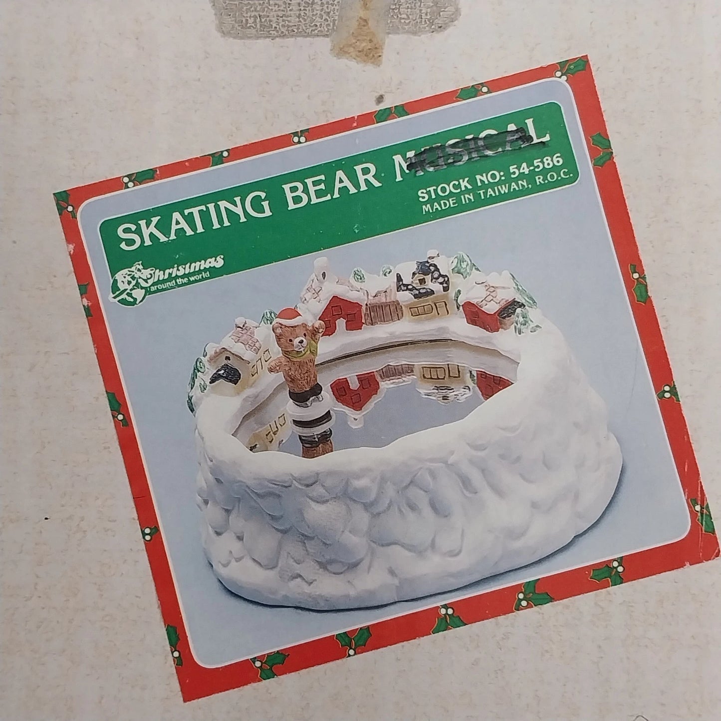 Christmas Around the World Skating Bear Musical Music Box 54-586 Original Box