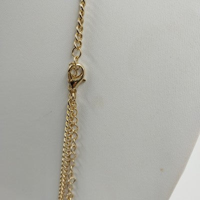 Catherines Gold Tone Teardrop Blue Gem Bead Necklace Lobster Clasp 21" Long