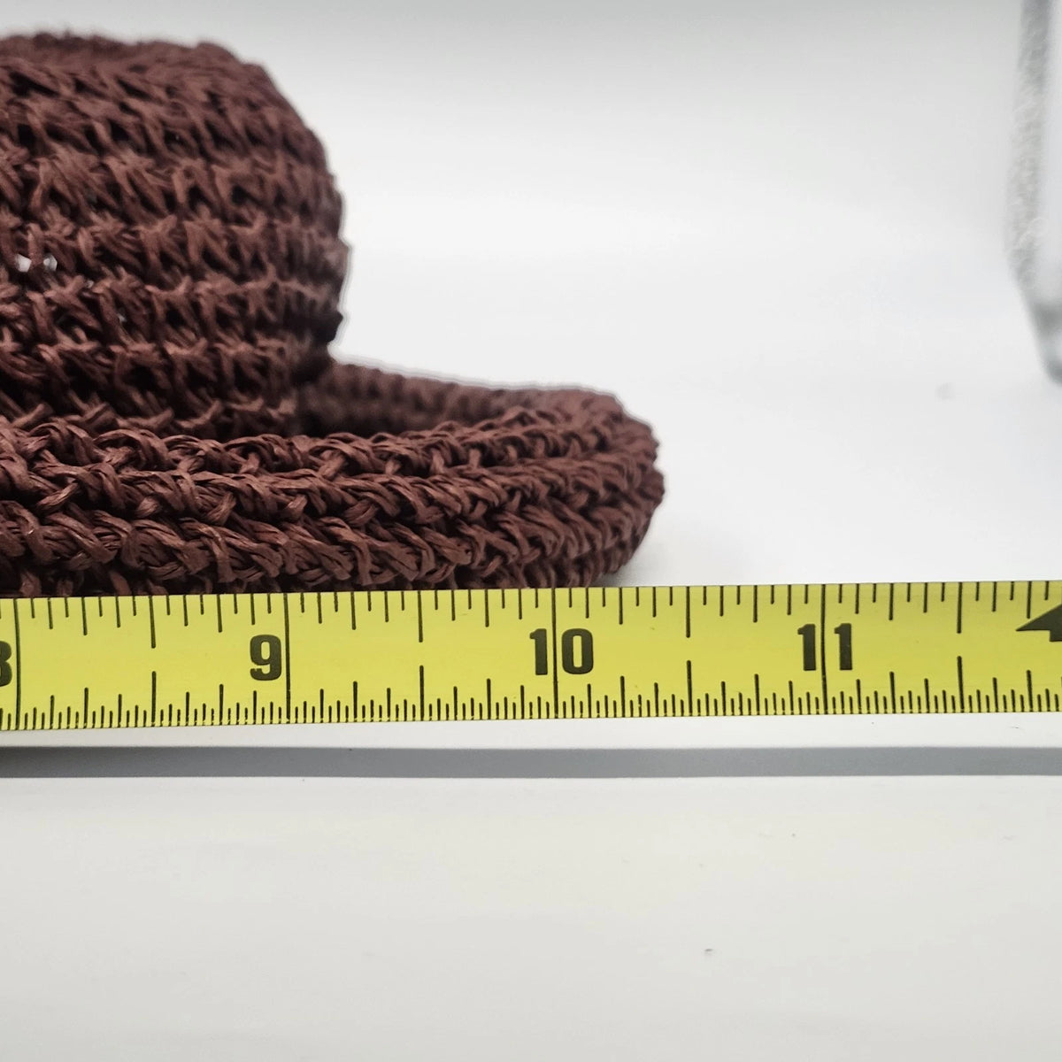 Women's Burgundy Woven Straw Cloche Sun Hat Rolled Brim Open Weave One Size Vtg