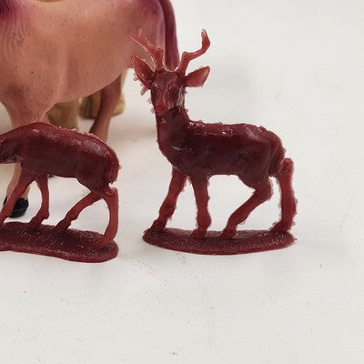 Lot of 7 Plastic Celluloid Blow Mold Animals Toy Figurines Vintage Japan 1950's