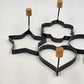 6 Pancake Egg Ring Molds Cookie Cutters Star Heart Round Flower Wood Handles