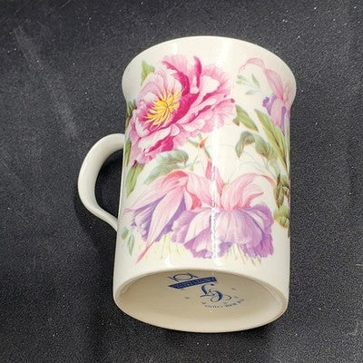 2 Crown Trent Coffee Mug Tea Cups Pink Peony & Pink Roses Bone China England