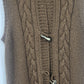 Relativity Women’s Medium Brown Cable Knit Vest Faux Fur Hood Toggle Zip