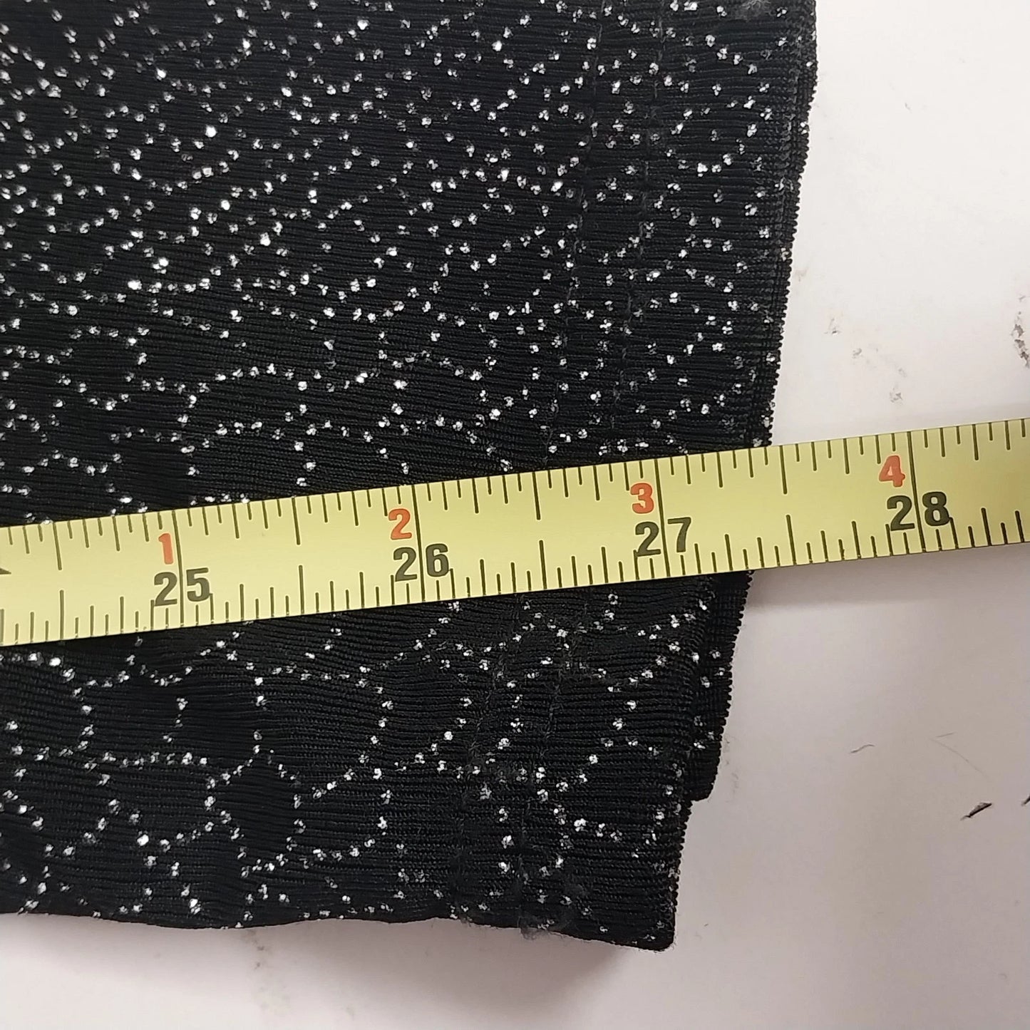 Claudia Richard Women's Black Silver Stud Glitter Top Large V-Neck Long Sleeve