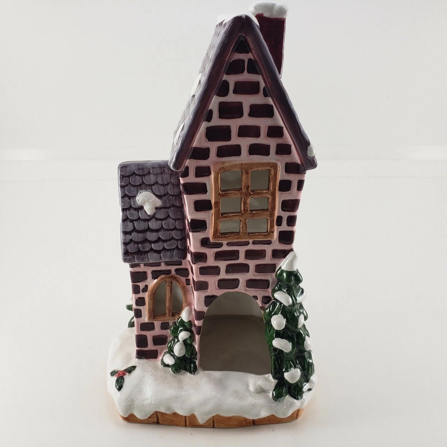 Toy Shop Christmas Cozy Lites Band Design 12" Ceramic Tea Light House 2001 China