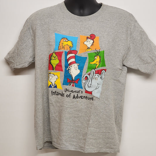 Universal Studios Dr Seuss Islands Of Adventure Gray T-Shirt Large Vintage 1990s