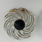 Sarah Coventry Mystic Swirl Clip On Earrings Black Cabochon Silver Tone Vintage