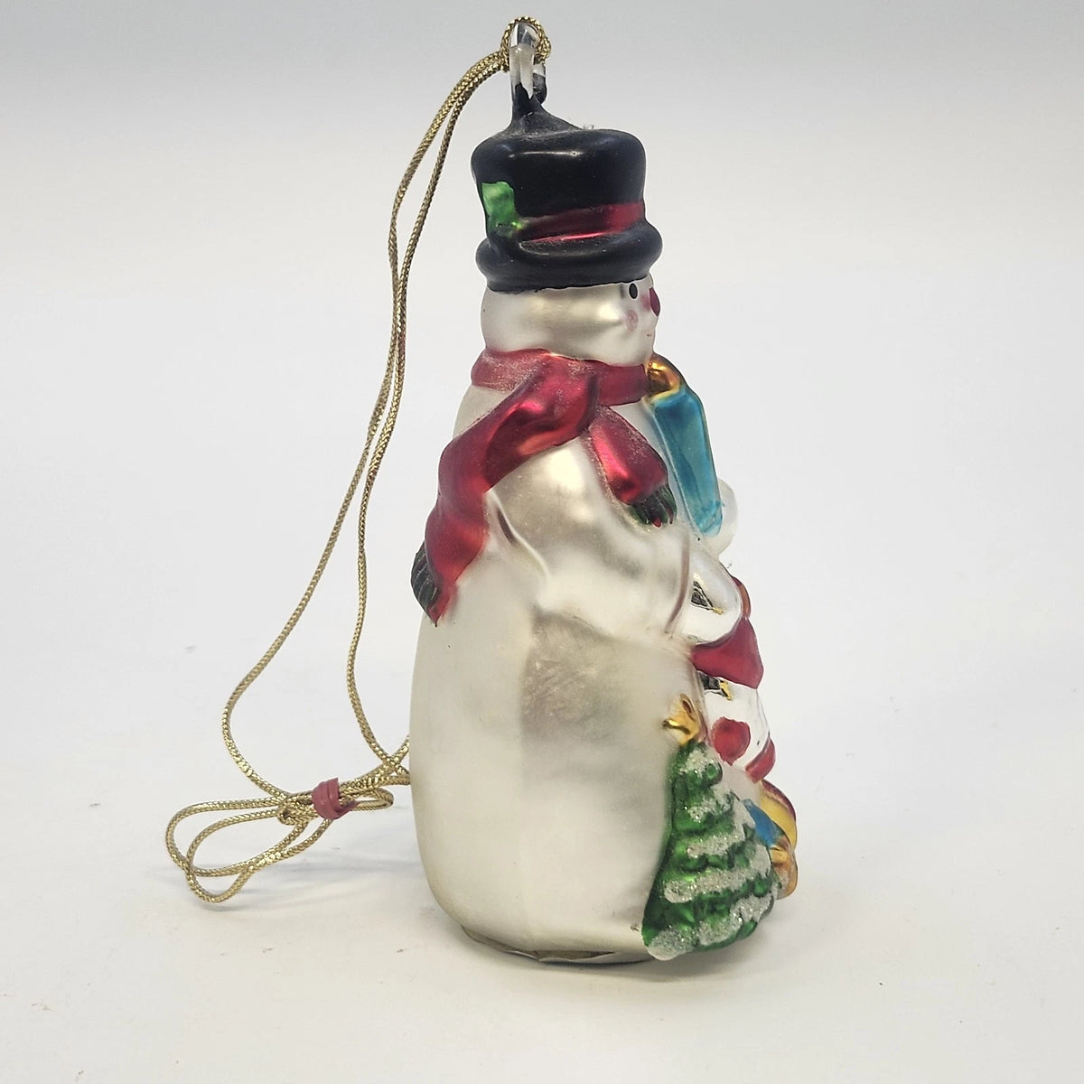 Northlight Snowman Glass Christmas Ornament 5" Hand Painted Gifts Scarf Tree Vtg