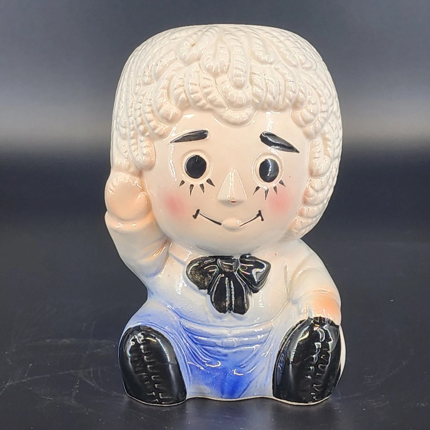 Vintage Raggedy Andy Ceramic Planter Figurine Nursery Decor