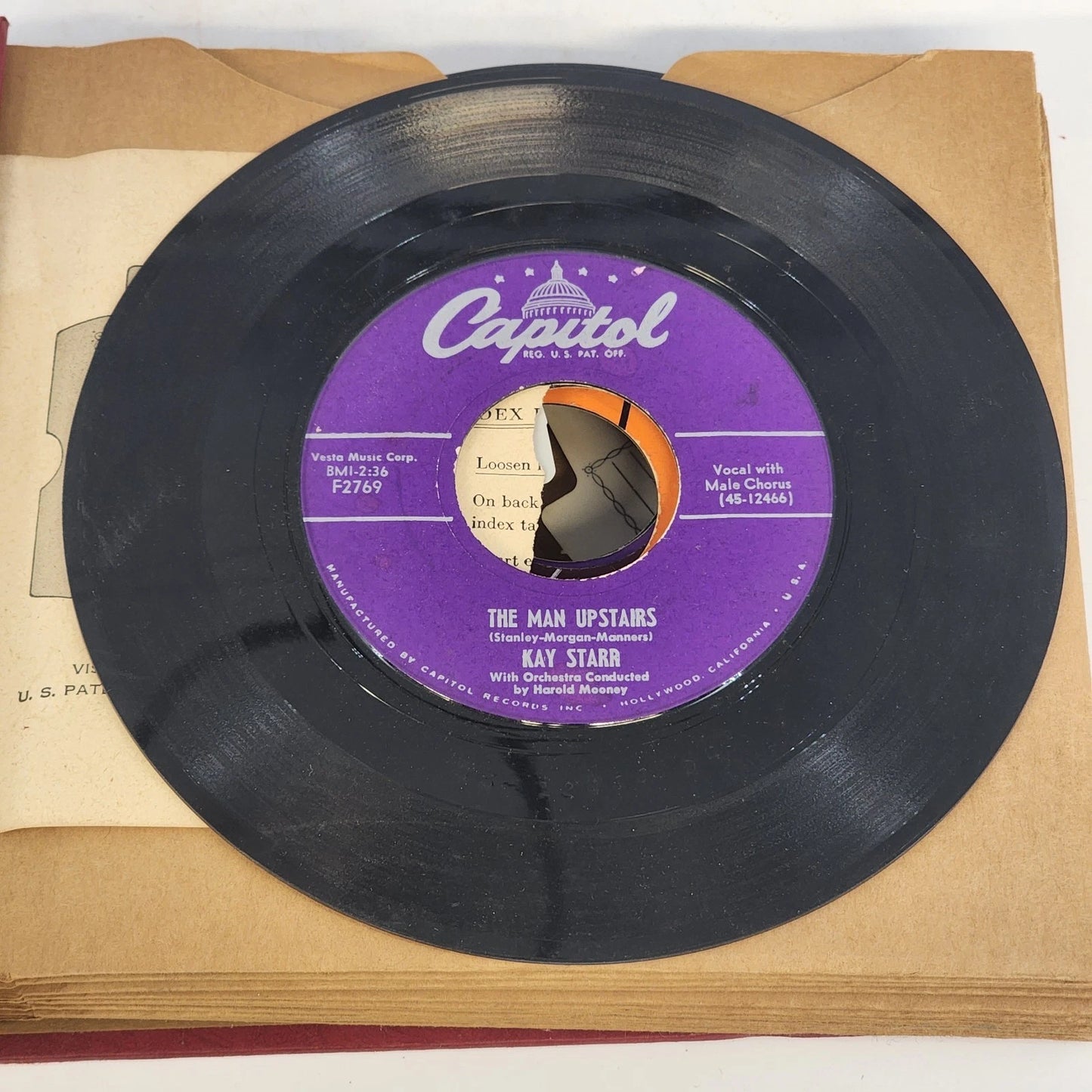 14 pc 45RPM Vinyl Record Lot Various Capitol Mercury Coral 1950s Bound Album Vtg