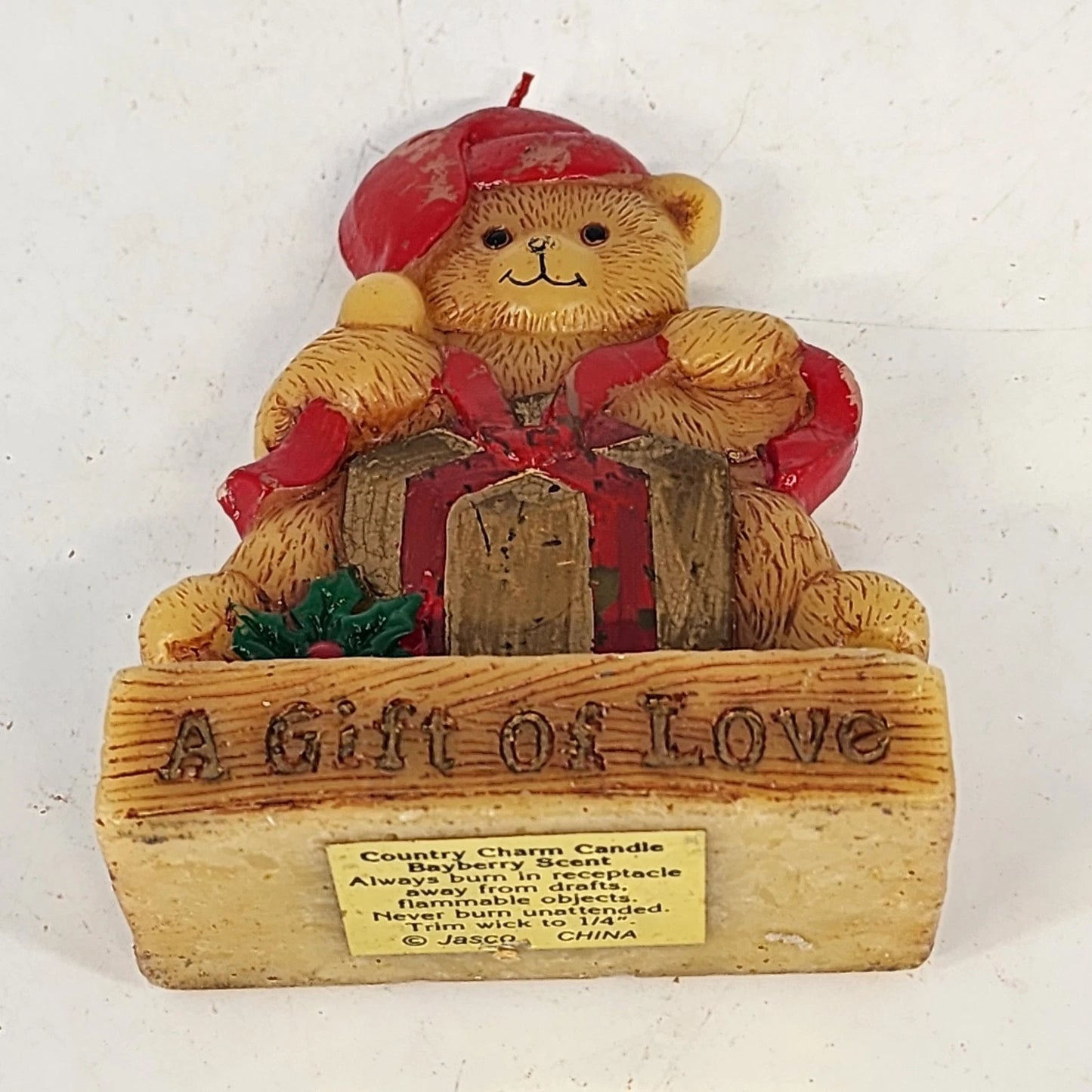 Vintage Jasco Teddy Bear Bayberry Candle Country Charm 4.5in