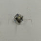 2 Pair Stud Earrings Gold Yellow & Silver Clear Purple Cube Stones