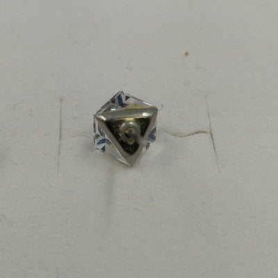 2 Pair Stud Earrings Gold Yellow & Silver Clear Purple Cube Stones